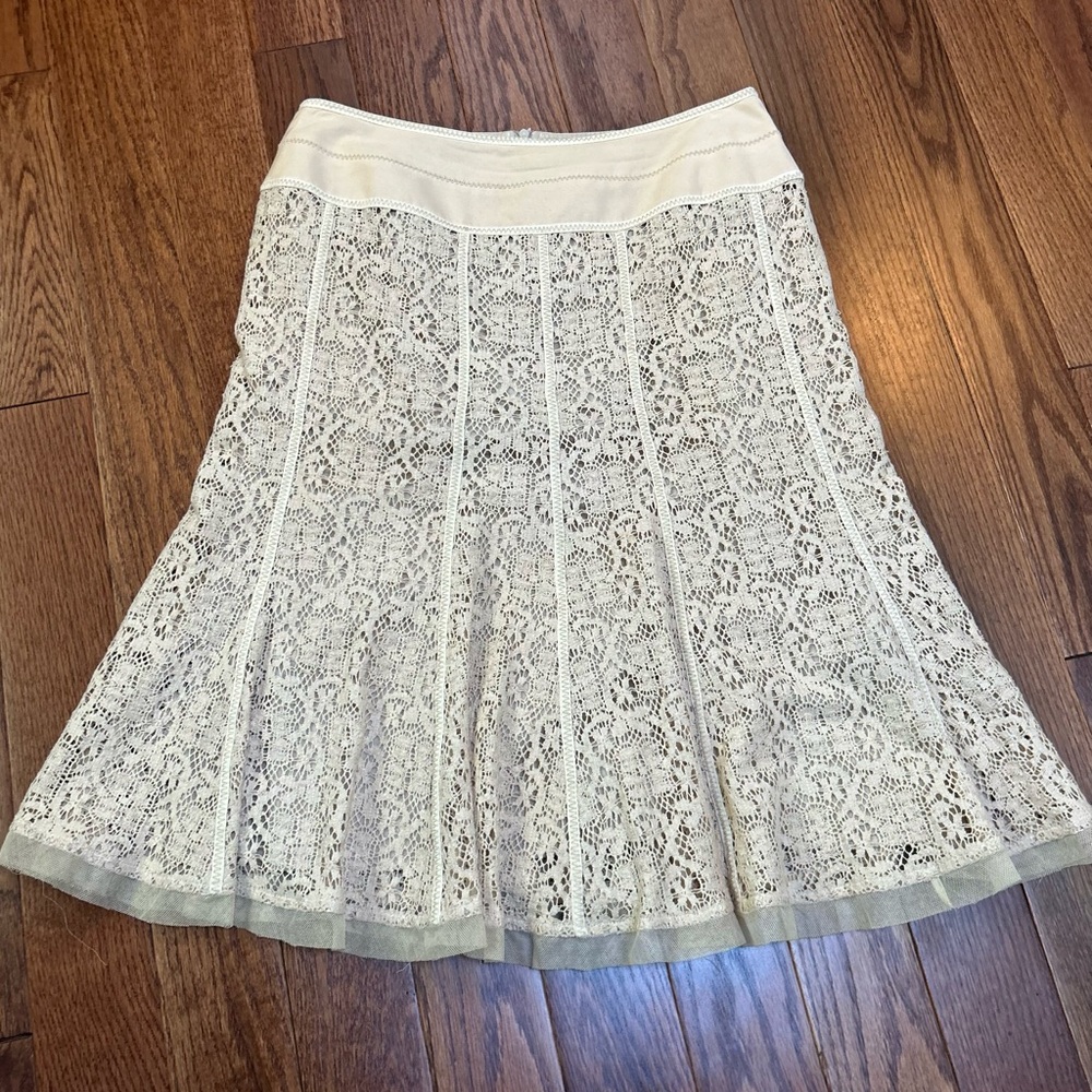 Gerard Darel Cream Lace A-Line Skirt Size 40EU/4US Made in Italy